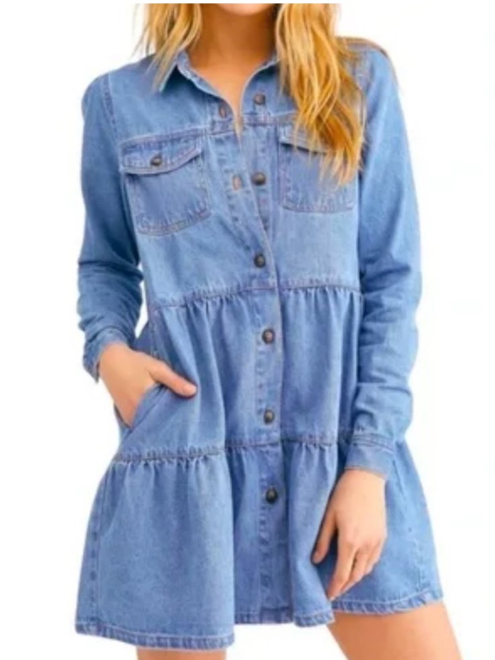 NWOT Free People Nicole denim dress Sz L